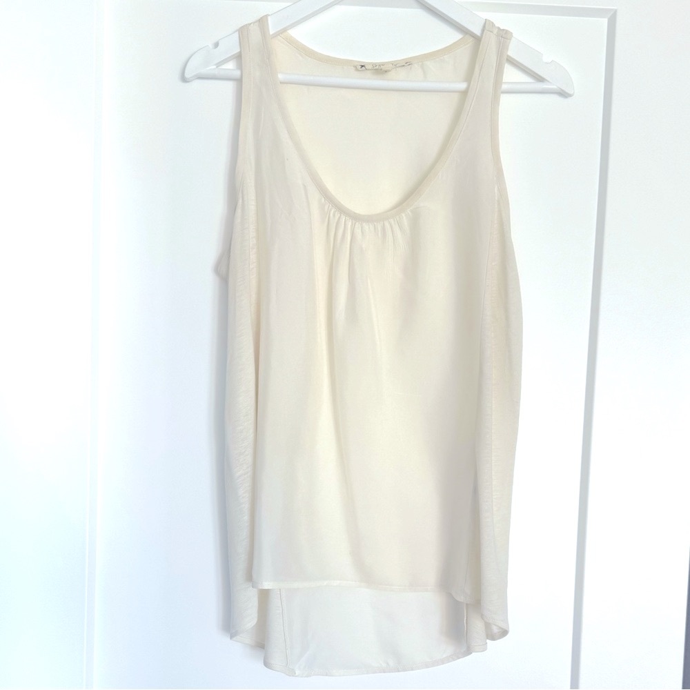 Soft Joie High Low Mixed Media Silk Tank Top